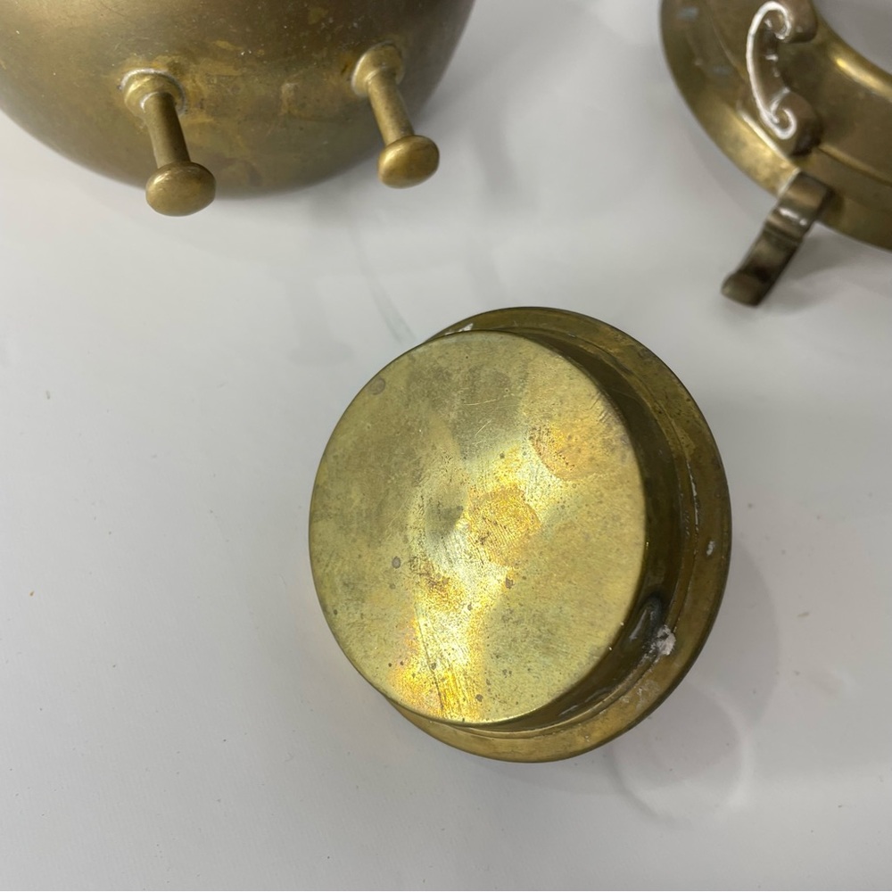 Vintage Brass Tipping Teapot with Stand & Burner India Tea Set Warmer 13” Tall - Picture 7 of 12
